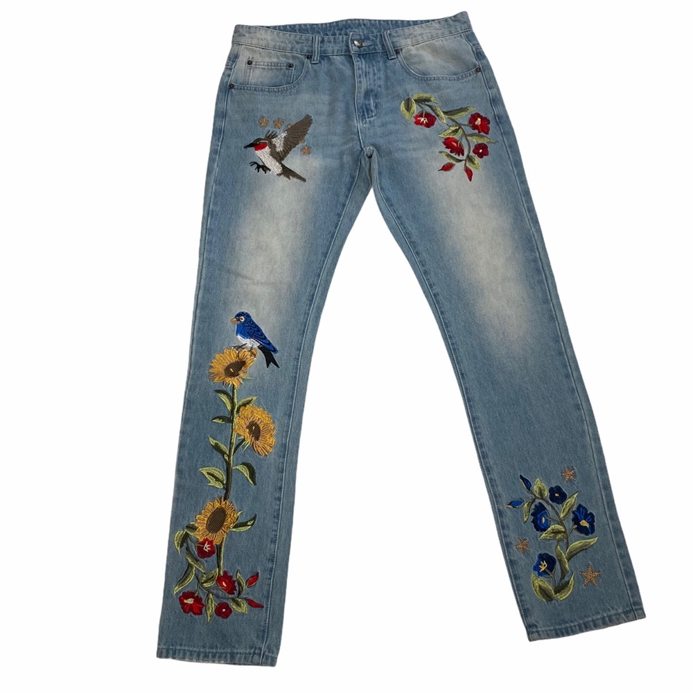 Young & Reckless Embroidered Floral Jeans 32X32